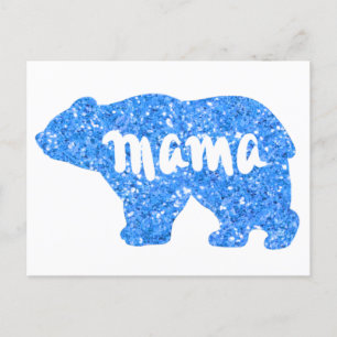 Cute Mama bear blue sparkle design for her Postcard