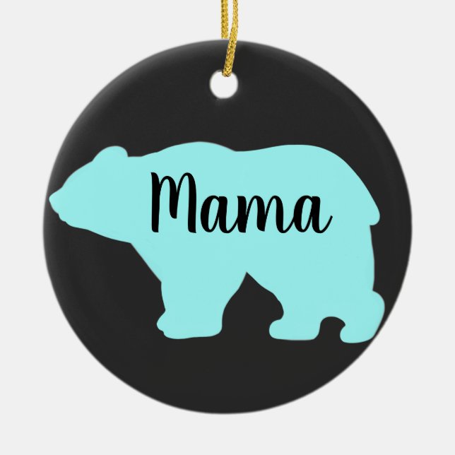 Cute Mama bear design mothers day gift black Ceramic Ornament (Front)
