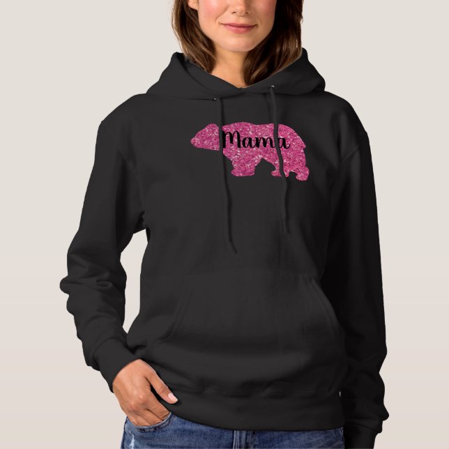 Cute Mama bear design mothers day gift black Hoodie (Front)