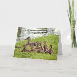 Cute Mama Duck and Ducklings Bible Verse Card
