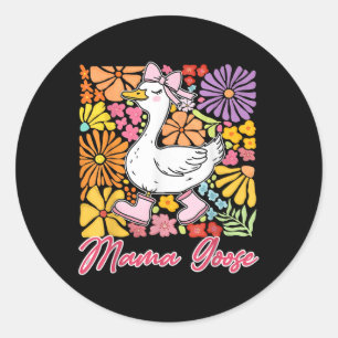 Cute Mama Goose Coquette Mothers Day Goose Lover  Classic Round Sticker