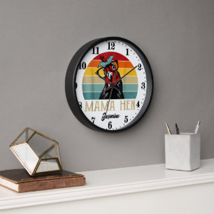 Cute Mama hen add name Clock
