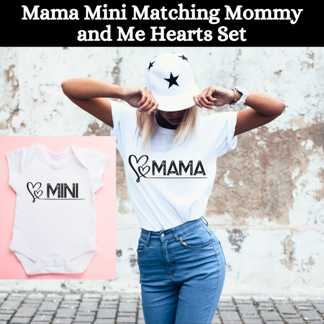 Cute Mama Mommy and Me Hearts Matching Set T-Shirt (Mommy and Me Matching Set)