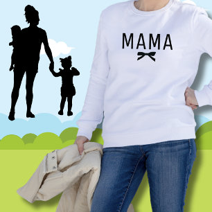 Cute Mama New Mom Black Bow Long Sleeve T-Shirt