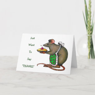 Cute Mama Rat With Pie: Drawing: Thank You Card