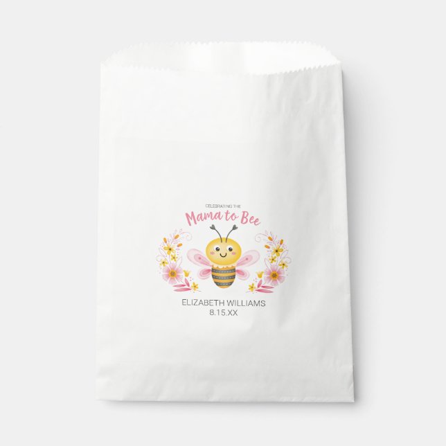 Cute Mama to Bee Girl Baby Shower Favour Bag (Front)