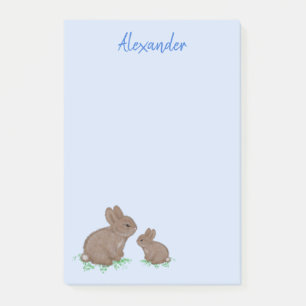Cute Mama with Baby Bunny in Clover Blue Post-it Notes