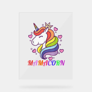 Cute Mamacorn Unicorn Mom Birthday Outfit Rainbow  Acrylic Sign