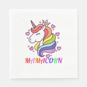 Cute Mamacorn Unicorn Mom Birthday Outfit Rainbow Napkin