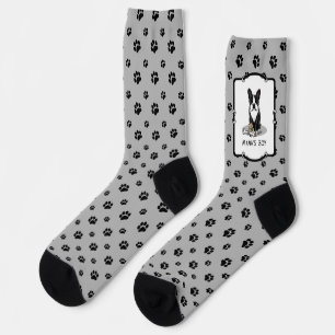 Cute Mama's Boy Boston Terrier Dog (black) Funny Socks