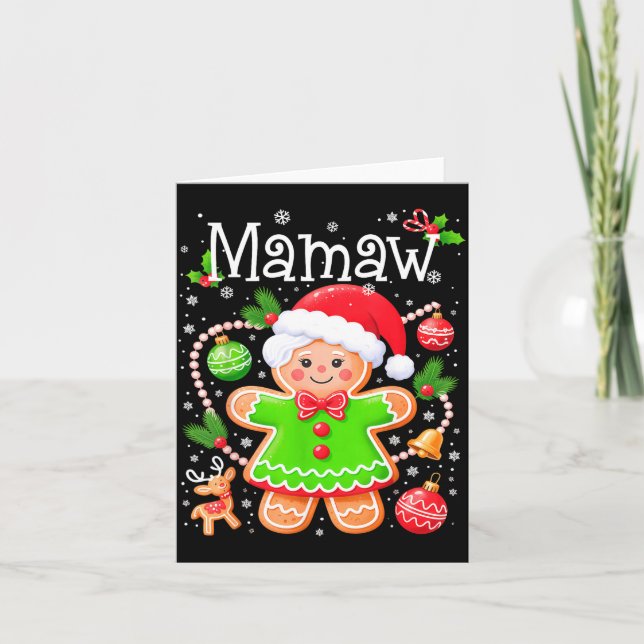 Cute Mamaw Gingerbread Family Matching Christmas C Card (Front)