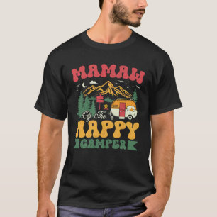 Cute Mamaw Of The Happy Camper Groovy Camping Trip T-Shirt