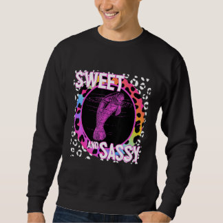 Cute Manatee 90s Nostalgia Rainbow Leopard Print T Sweatshirt
