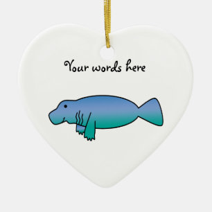 Cute manatee ceramic ornament