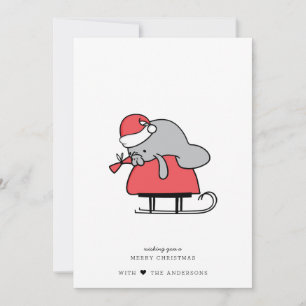 Cute Manatee Christmas Flat Holiday Card