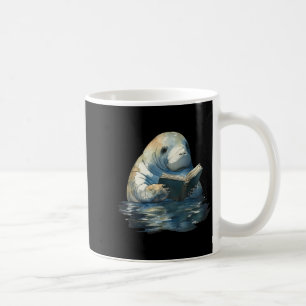 Cute Manatee Reading Book Bookworm Readers Manatee Coffee Mug