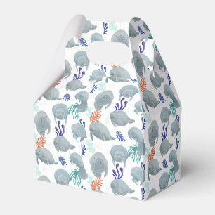 Cute Manatees With Bubbles Pattern Favor Box