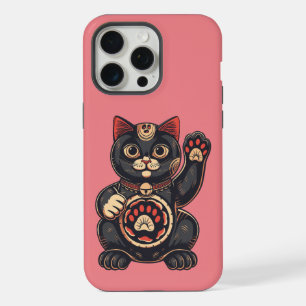  cute Maneki Neko cat print drawn Japanese  iPhone 15 Pro Max Case