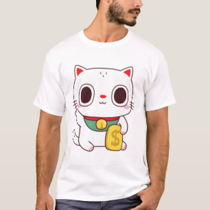 Cute Maneki Neko Fortune Money Cat T-Shirt
