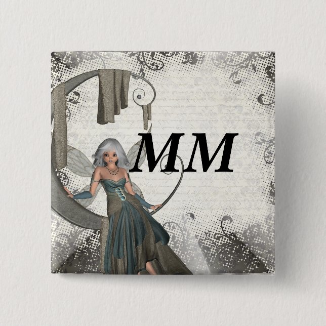 Cute manga fairy 2 inch square button (Front)