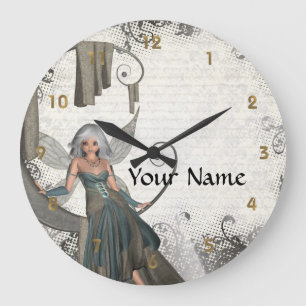 Cute manga fairy large clock
