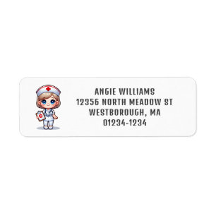 Cute Manga Infirmière Cheveux Rouge Yeux Bleus Per