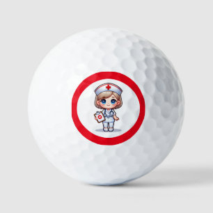 Cute Manga Nurse with Blonde Hair Blue Eyes Custom Golf Balls
