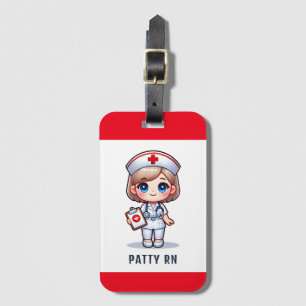 Cute Manga Nurse with Blonde Hair Blue Eyes Custom Luggage Tag