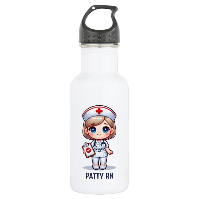 Cute Manga Nurse with Blonde Hair Personalized 532 Ml Water Bottle (Front)
