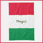 Cute Mangia! Red White and Green Italian Flag  Kitchen Towel<br><div class="desc">Celebrate good eating in your home with this fun Mangia (eat!) Italian themed kitchen towel.</div>