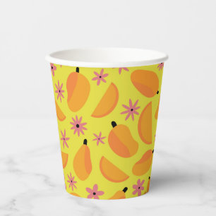Cute mango fruit and flowers pattern  paper cups