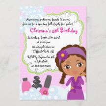 Cute Manicure Spa Birthday Party Invitation