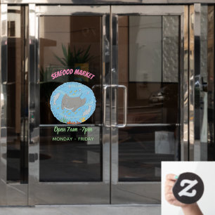 Cute manta ray and bubbles cartoon illustration window cling