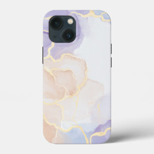 Cute marble pattern blush purple gold white pink  iPhone 13 mini case