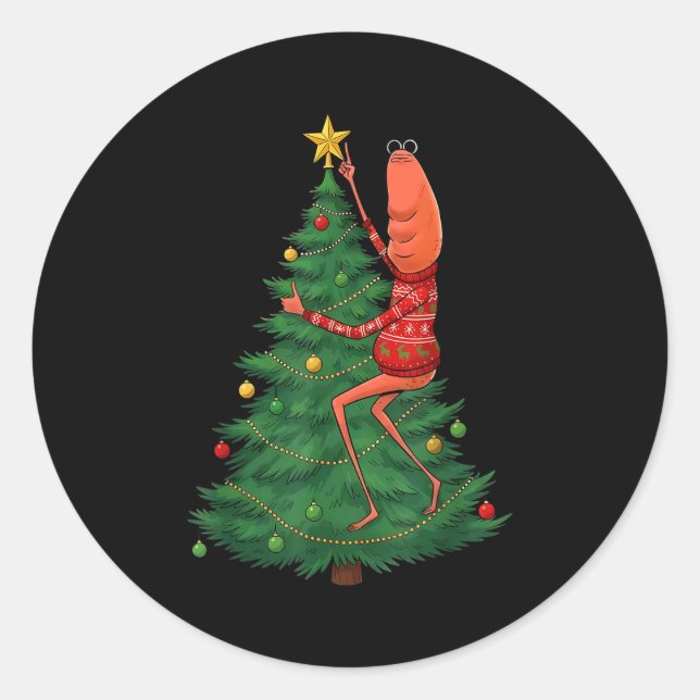 Cute Marcus The Worm Merry Christmas Santa Marcus  Classic Round Sticker (Front)