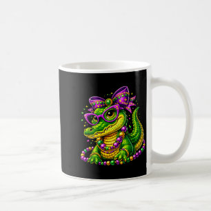 Cute mardi gras alligator gator beads mask carniva coffee mug