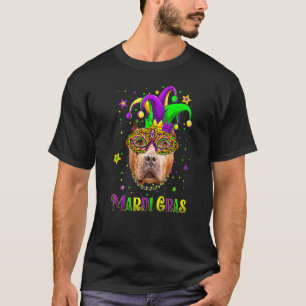 Cute Mardi Gras Carnival Pitbull Dog Mardi Gras Pr T-Shirt