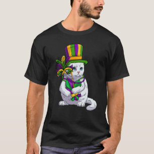 Cute Mardi Gras Cat Mardi Gras Girls And Women T-Shirt