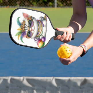 CUTE MARDI GRAS DRESSED KITTY CAT PICKLEBALL PADDLE