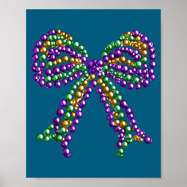 Cute Mardi Gras Fat Coquette Bow Poster (Front)
