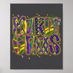 Cute Mardi Gras Fat Coquette Bow Tuesday Kids Girl Poster