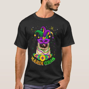 Cute Mardi Gras Pug Dog Dad Dog Mom Mask Beads T-Shirt