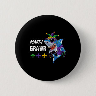 Cute Mardi Gras Shark New Orleans Tuesday Boys Fis 2 Inch Round Button