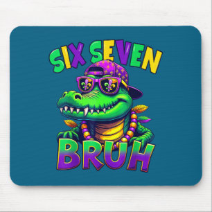 Cute Mardi Gras Six Seven Bruh Mouse Pad