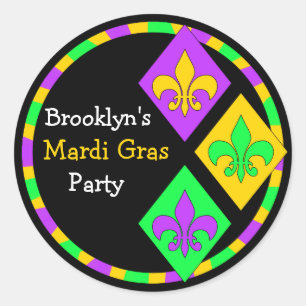 Cute Mardi Gras Theme Name Party Seal