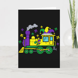 Cute Mardi Gras Train With Fleur De Lis Boys Kids Card