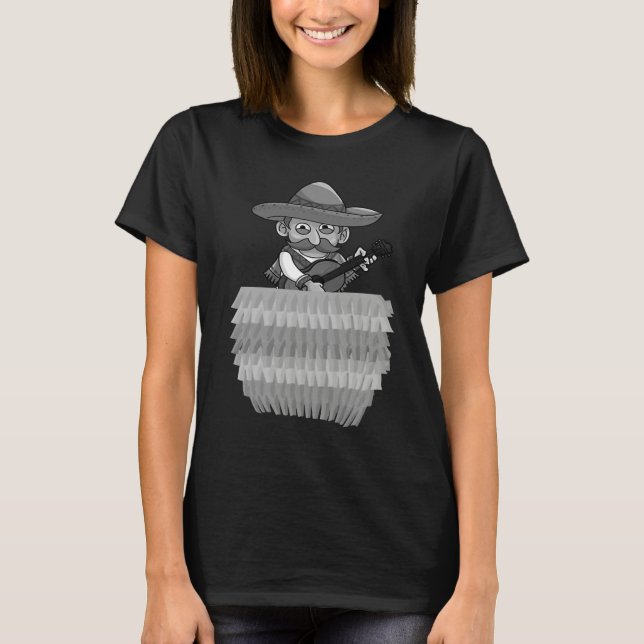 Cute Mariachi In Pocket  Cinco De Mayo  Men Women T-Shirt (Front)