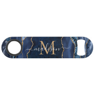 Cute Marine Blue Gold Parties scintillant Agate Gé