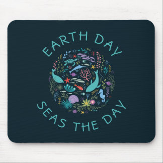 Cute Marine Sea Life Pun "Seas the Day" Earth Day Mouse Pad