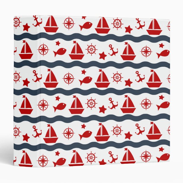 Cute Maritime Pattern Binder (Front/Spine)